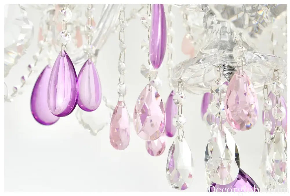 Modern Clear Purple Crystal Chandelier Lustre Crystal Chandelier Decora Candle 6arms Lustres De Cristal Chandelier AC