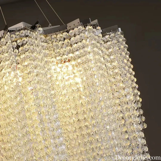 Modern Crystal Chandelier - Luxury Staircase Illumination with Chrome Accents and LED Elegance - DecorGlobe