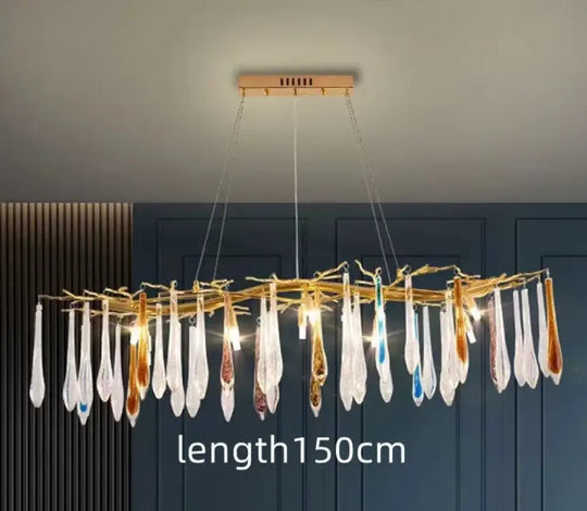 Modern Crystal Chandeliers - Luxury Living and Dining Room Lighting with Bar Design, Featuring Branch Pendant Lights and Crystal Water Drop Accents - DecorGlobe