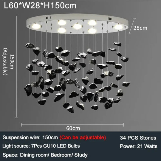 Modern Crystal Stone Chandelier - LED Home Decor Lighting Fixture with Creative Design, Colorful Oval Lustre for Dining Rooms - DecorGlobe