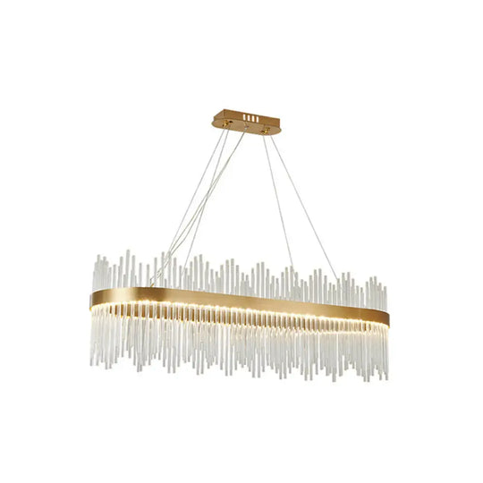 Adjustable Glass Crystal Drum Chandelier Pendant Light for Modern Living Rooms Gold / 23.5’’ / Oval
