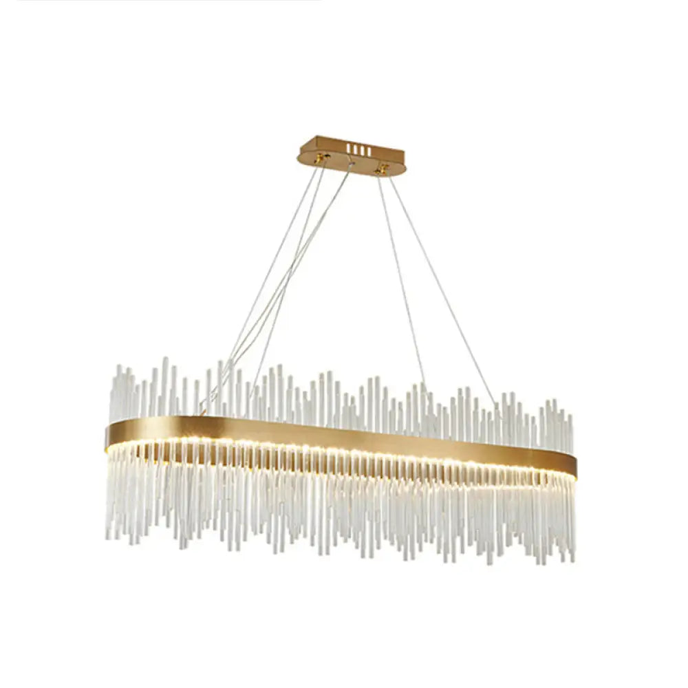 Adjustable Glass Crystal Drum Chandelier Pendant Light for Modern Living Rooms Gold / 47.5’’ / Oval
