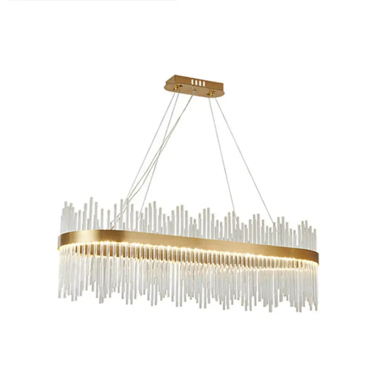 Adjustable Glass Crystal Drum Chandelier Pendant Light for Modern Living Rooms Gold / 47.5’’ / Oval