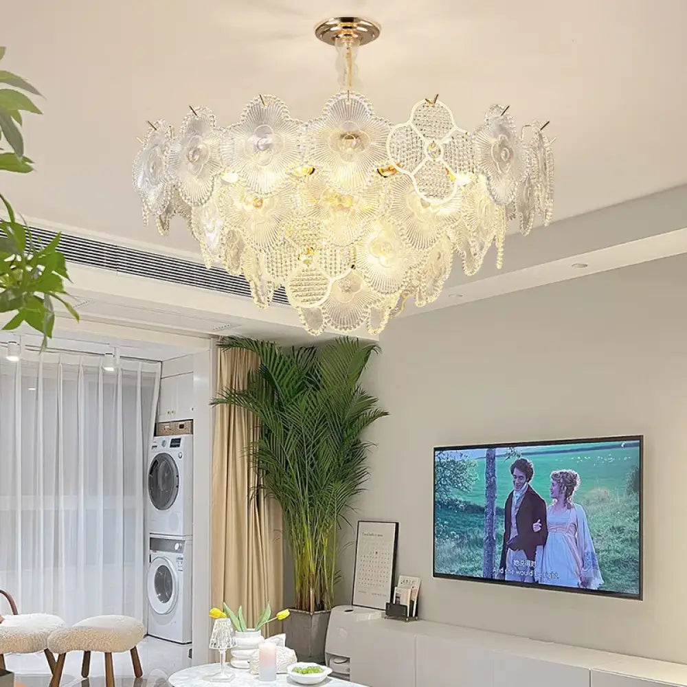 Modern LED Light Luxury Chandelier - Ideal for Villa Living Rooms, Bedrooms, and Dining Spaces - French Plum Crystal Glass Design - DecorGlobe