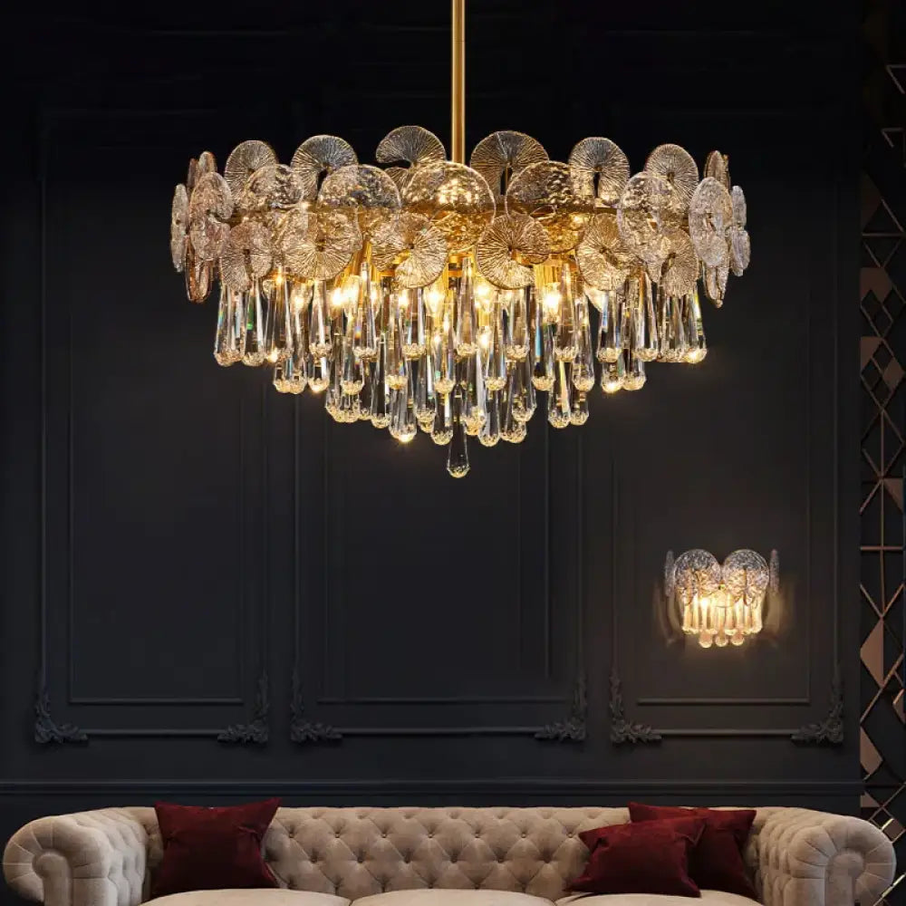 Modern Light Luxury LED Lotus Flower Crystal Ceiling Chandelier - Elegance for Living Rooms, Bedrooms, Restaurants, and Halls - DecorGlobe