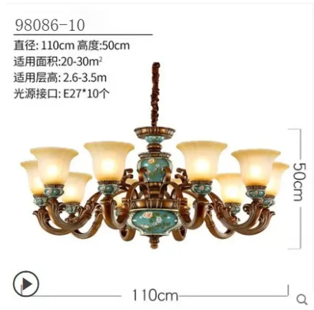 New European Vintage Resin Chandelier - Create a Luxurious Atmosphere in Your Villa, Restaurant, or Bedroom - DecorGlobe
