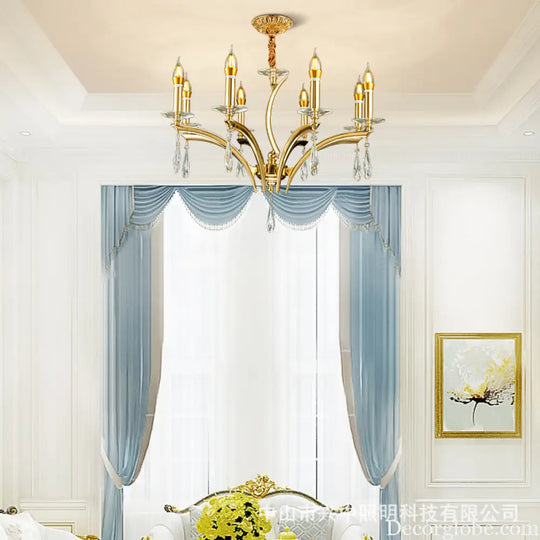 French Crystal Copper Branch Chandelier for Living Room
