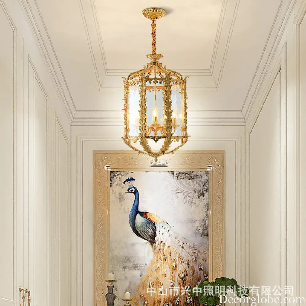 French Vintage Crystal Copper Chandelier for Small Spaces