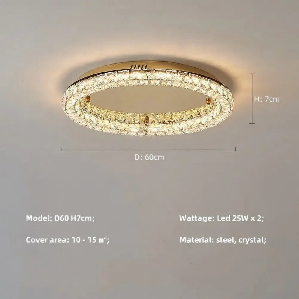 Modern Luxury LED Dimmable Crystal Round Chandelier Stainless Steel Ceiling Light Foyer Indoor Home Decor Lighting