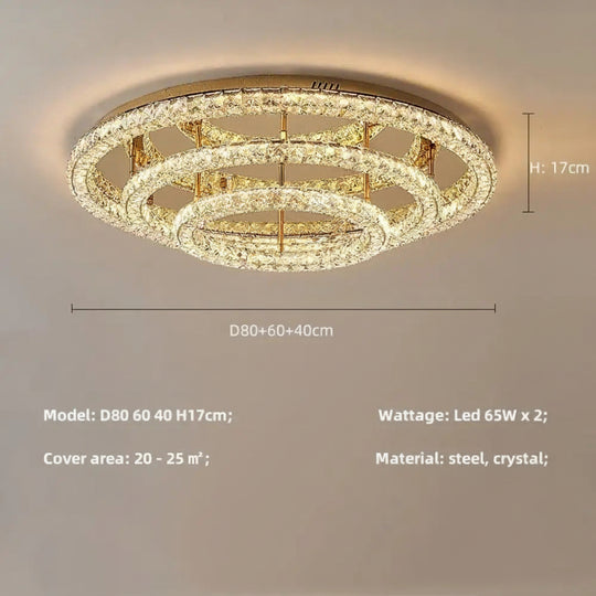 Modern Luxury LED Dimmable Crystal Round Chandelier Stainless Steel Ceiling Light Foyer Indoor Home Decor Lighting