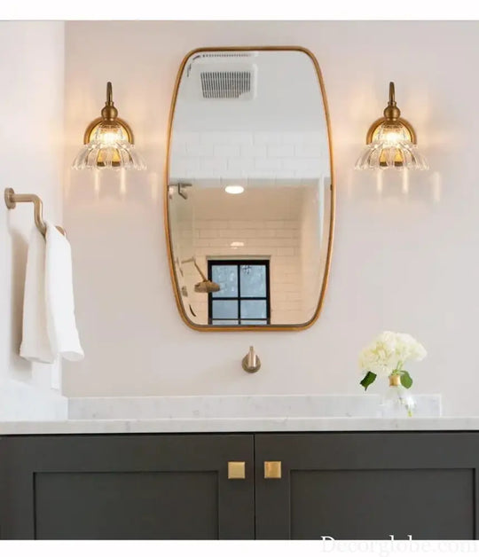 Vintage Crystal Glass Cover Golden Wall Light Bathroom Bedroom Bedlight Corridor Wall Light European Crystal Glass Wall