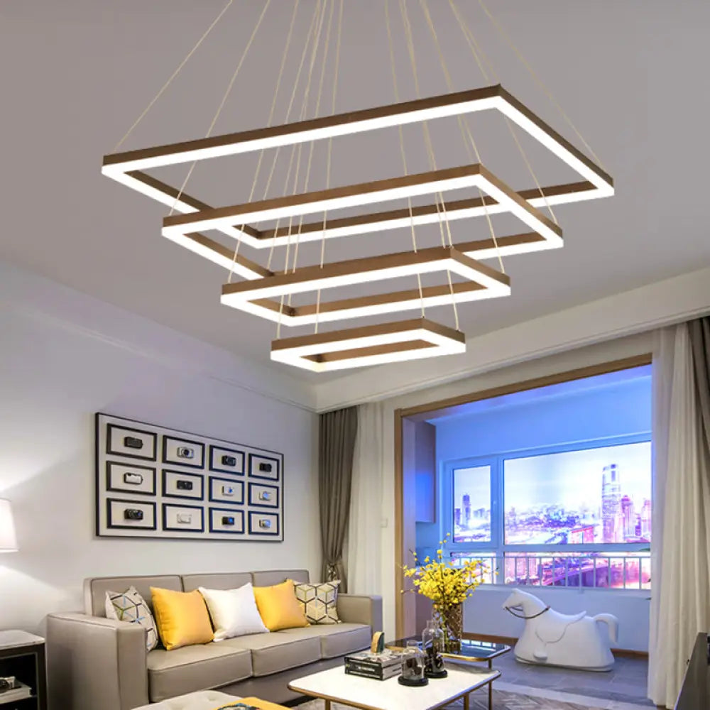Nordic Style 4-Tier Acrylic LED Coffee Chandelier Light Coffee