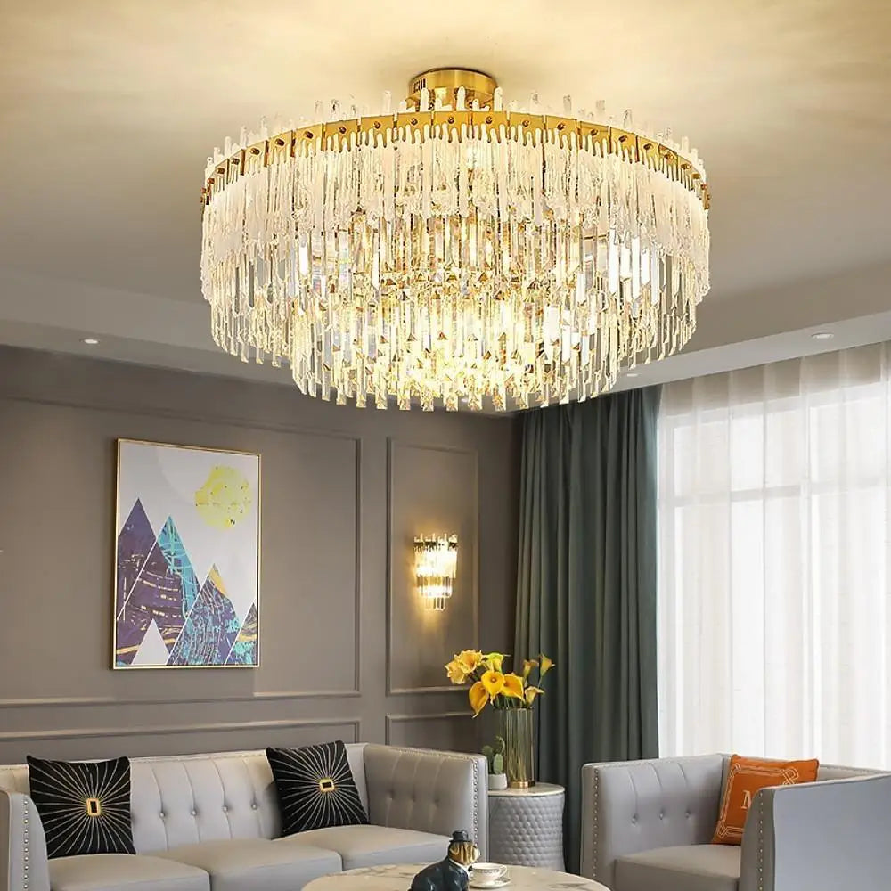 Nordic Style Round Gold Crystal LED Chandelier – 16’’ Adjustable Cord Lighting > Ceiling lights > Chandeliers