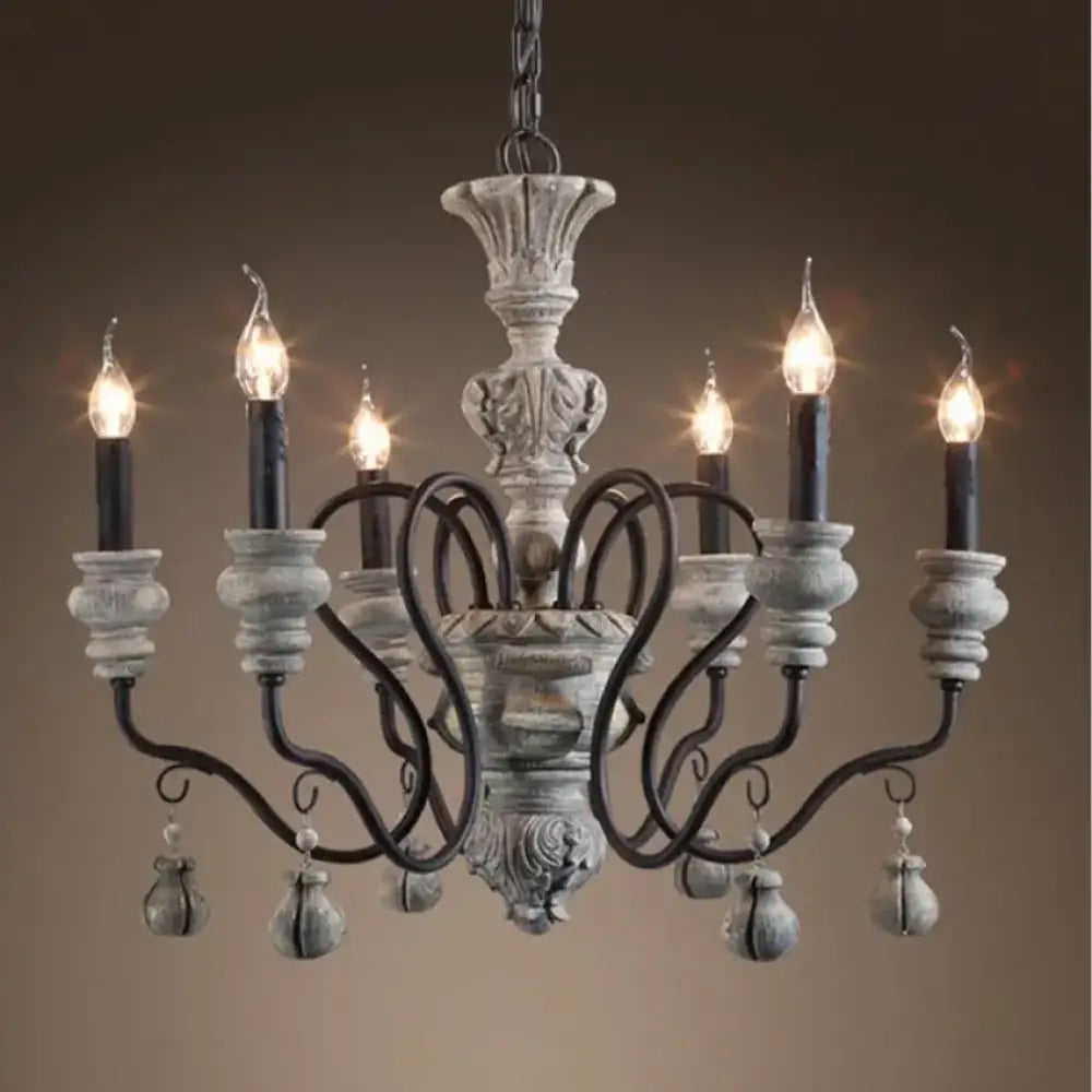 Nordic Retro Wood Look Chandelier Light for Living Room and Restaurant Chandelier
