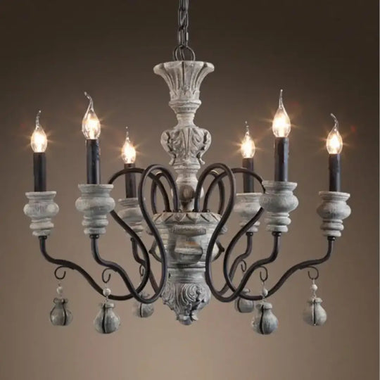 Nordic Retro Wood Look Chandelier Light for Living Room and Restaurant Chandelier
