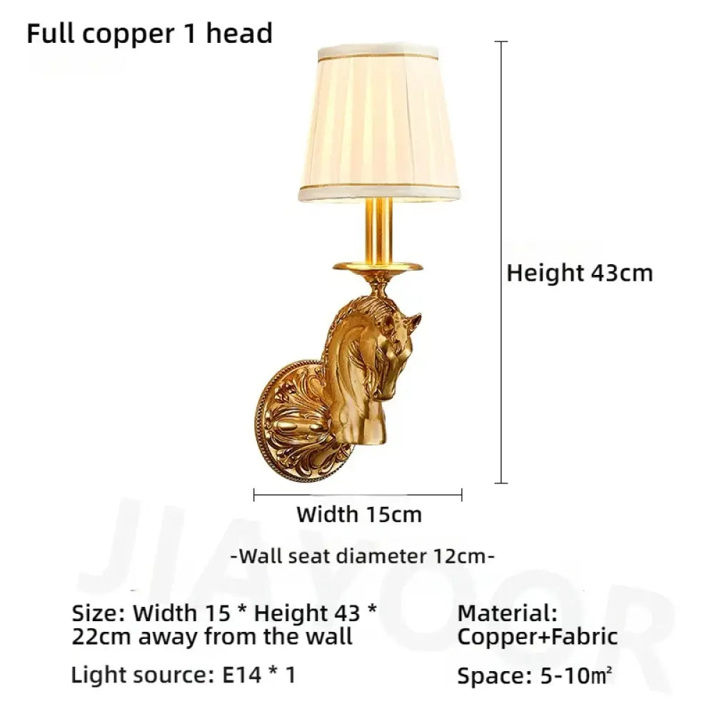 Living Room Full Copper Crystal Wall Lamp European Luxury Wall Lights Bedroom Bedside Lamp Brass Wall Light Room