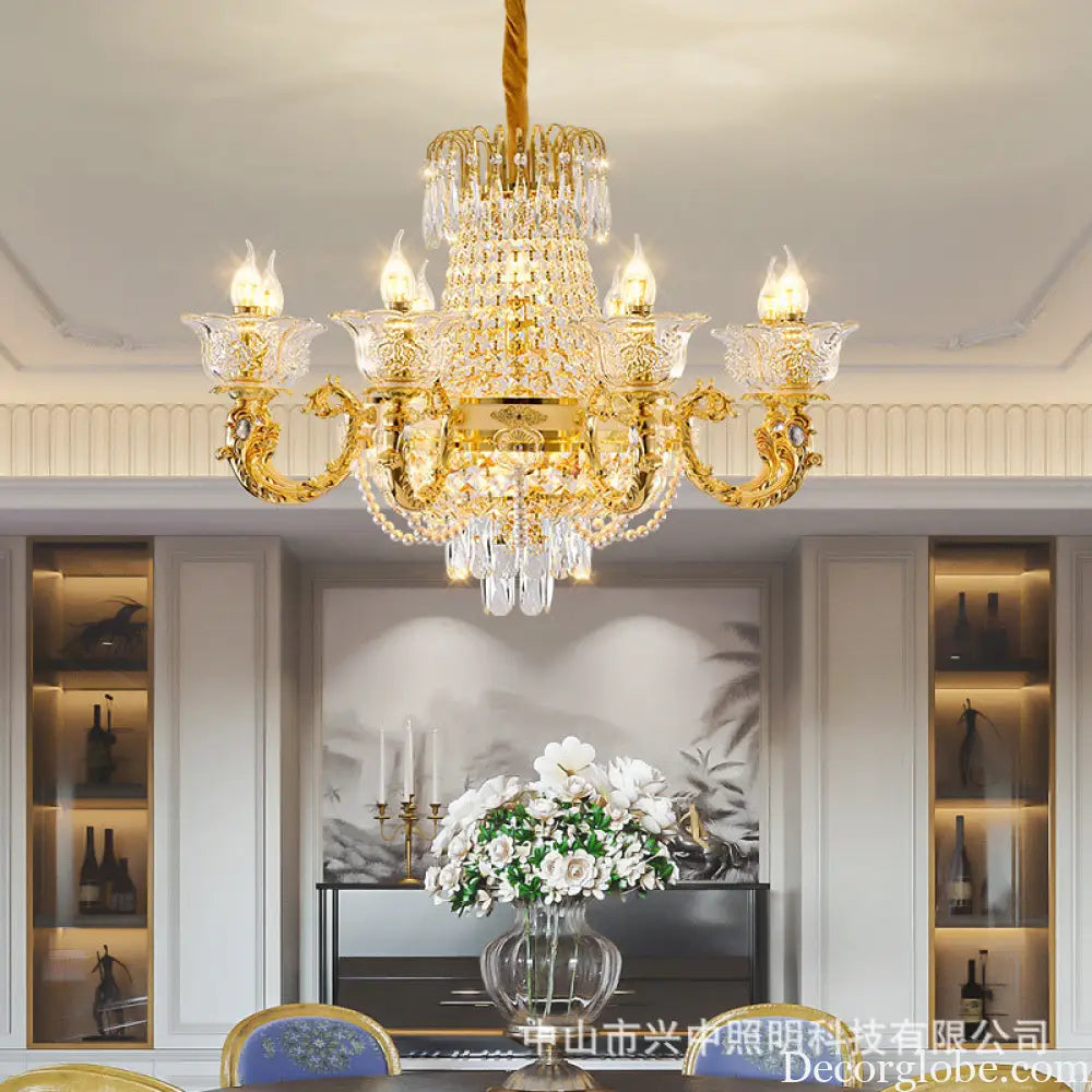 European Luxury Crystal Branch Chandelier for Villa Living