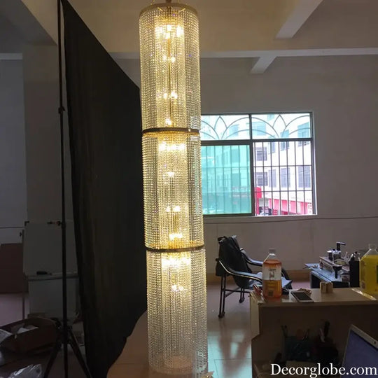 Spiral Staircase Crystal Chandelier for Villa and Hotel Lobby Chandelier
