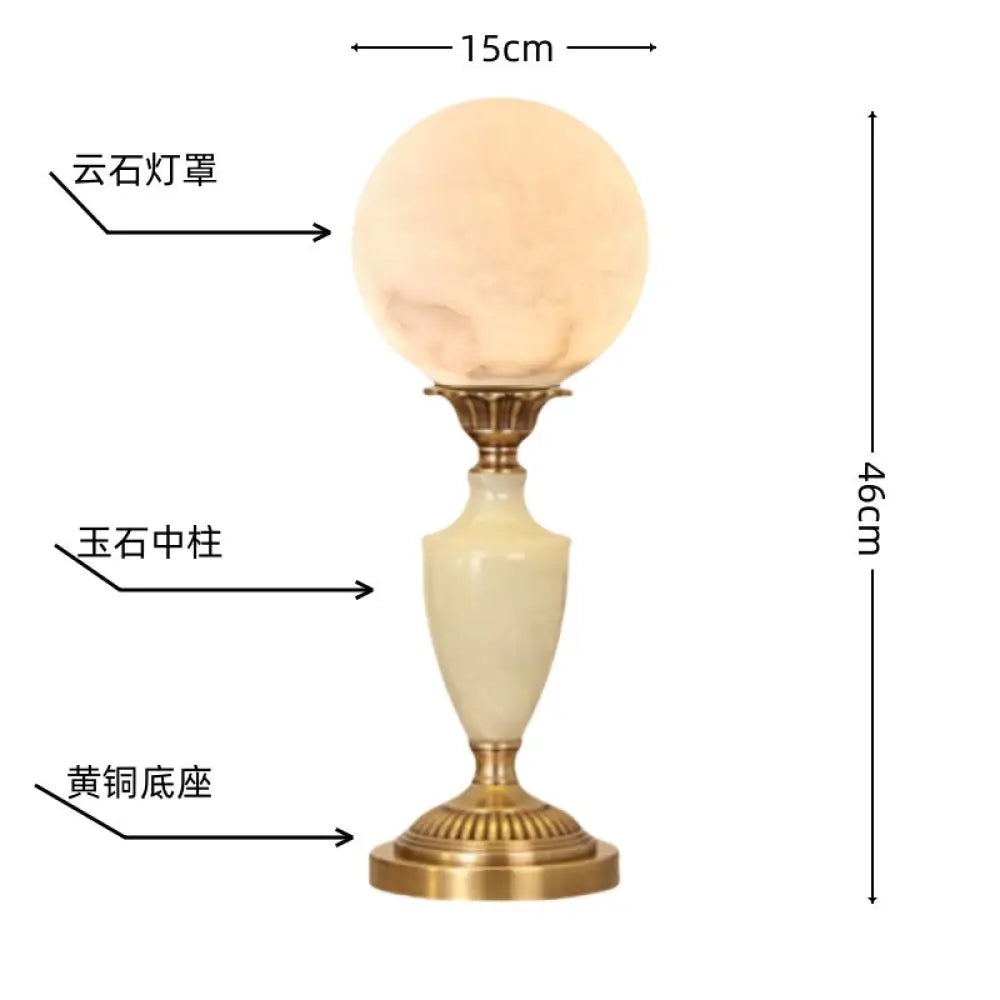 All-copper American table lamp modern living room bedroom bedside table lamp hotel decoration Jade lamp cross-border