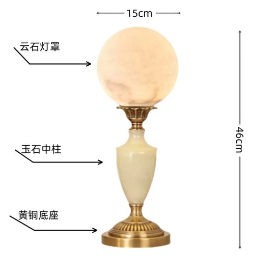 All-copper American table lamp modern living room bedroom bedside table lamp hotel decoration Jade lamp cross-border