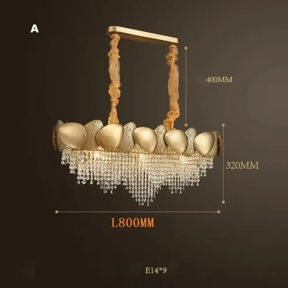LED Tassels Crystal Chandelier - Modern Stainless Steel Gold Long/Round Pendant Light - DecorGlobe
