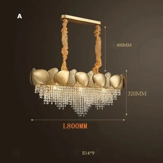 LED Tassels Crystal Chandelier - Modern Stainless Steel Gold Long/Round Pendant Light - DecorGlobe
