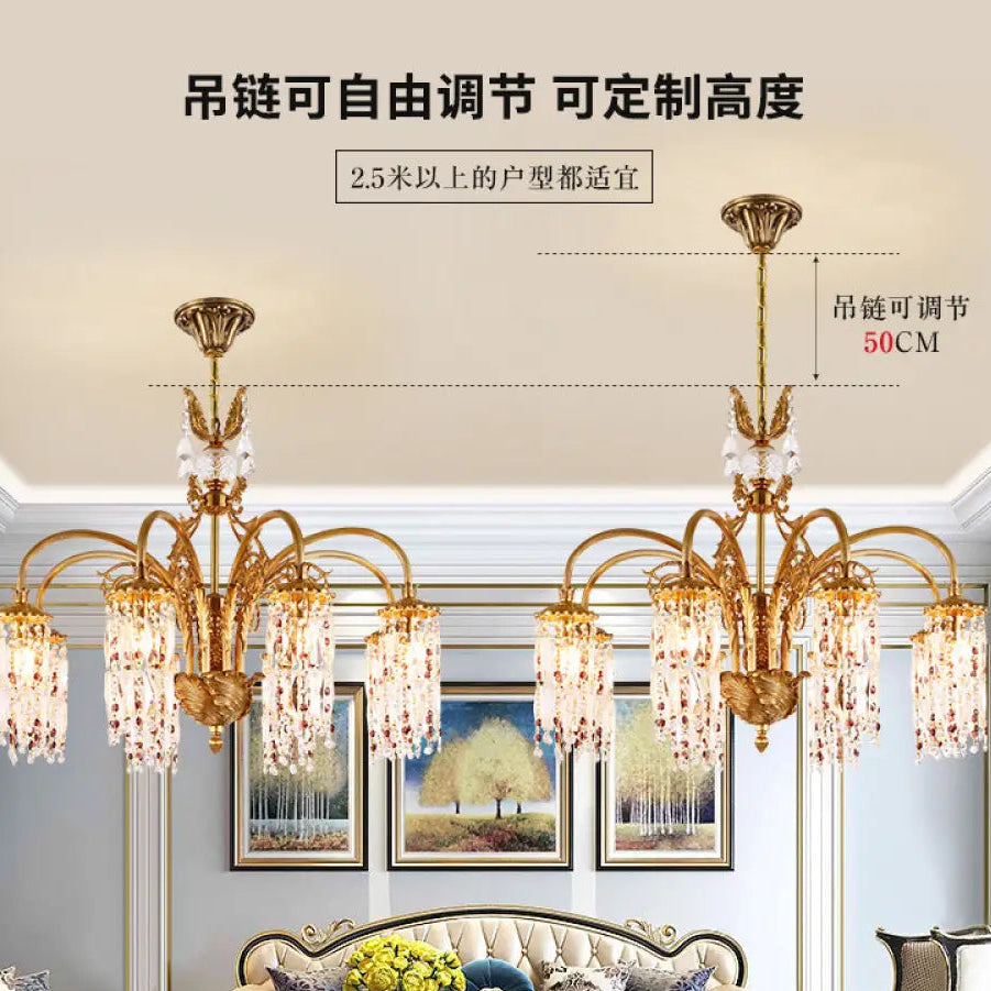 French style light luxury chandelier villa luxury atmosphere living room dining room bedroom lamp European retro