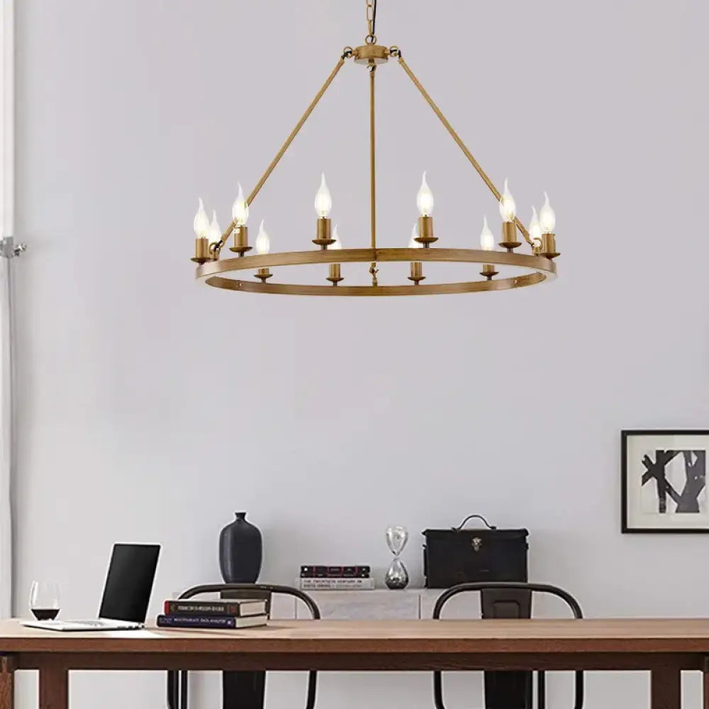 Wagon Wheel Chandelier Pendant Light for Cafés and Restaurants Retro Wood Chandelier